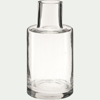 Vase bouteille fait-main en verre - transparent H22cm-AEONIUM