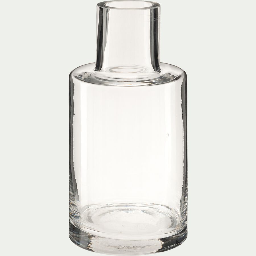 Vase bouteille fait-main en verre - transparent H22cm-AEONIUM