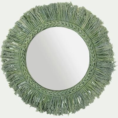 Miroir mural avec franges en coton - vert d35cm-Louis