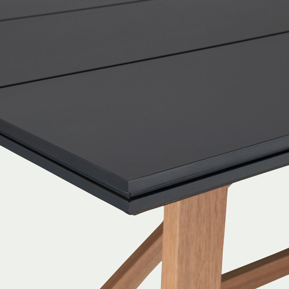 Table fixe de jardin en eucalyptus et duraboard- noir (8 à 10 places)-ZELIA