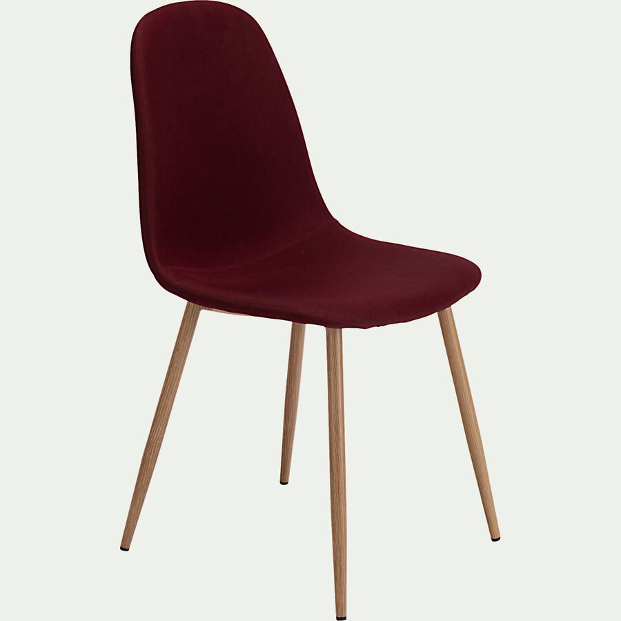 Chaise en acier effet bois et tissu - rouge sumac-LOANA