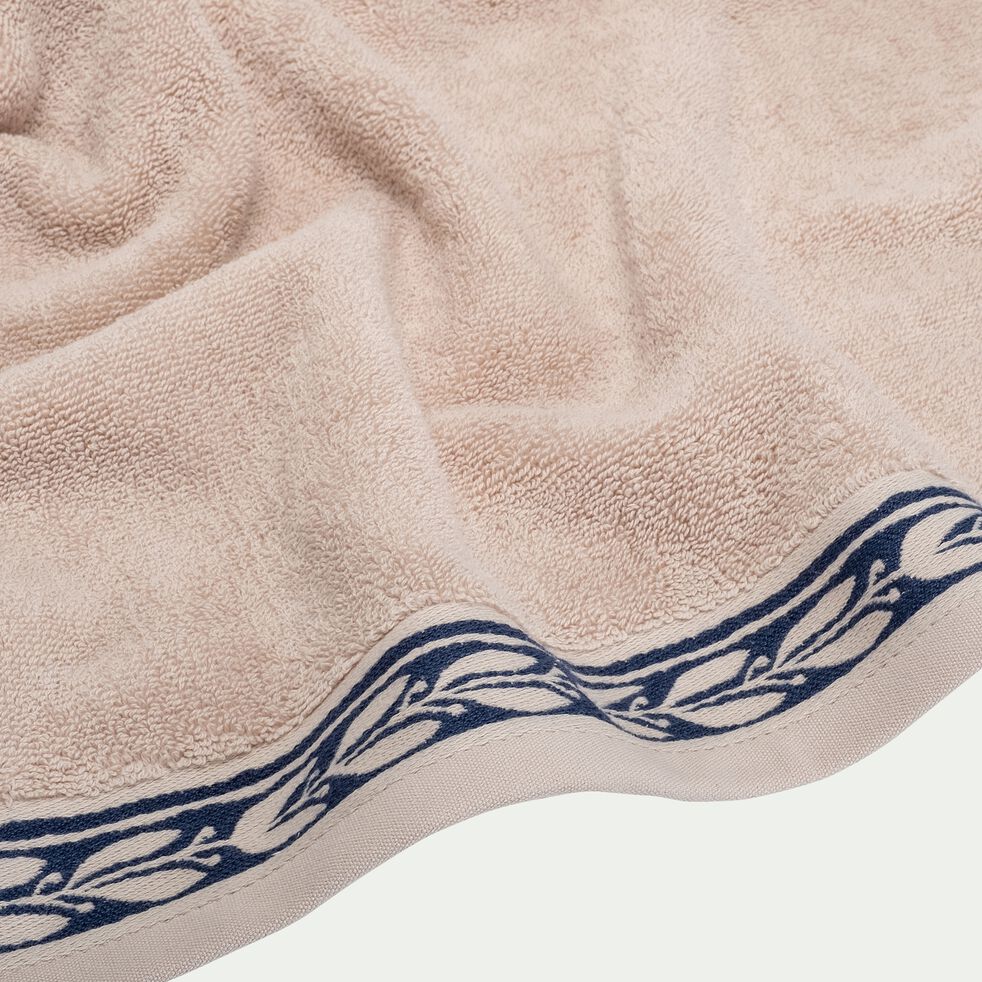 Drap de bain avec motif en coton - beige alpilles 100x150cm-KISSOS