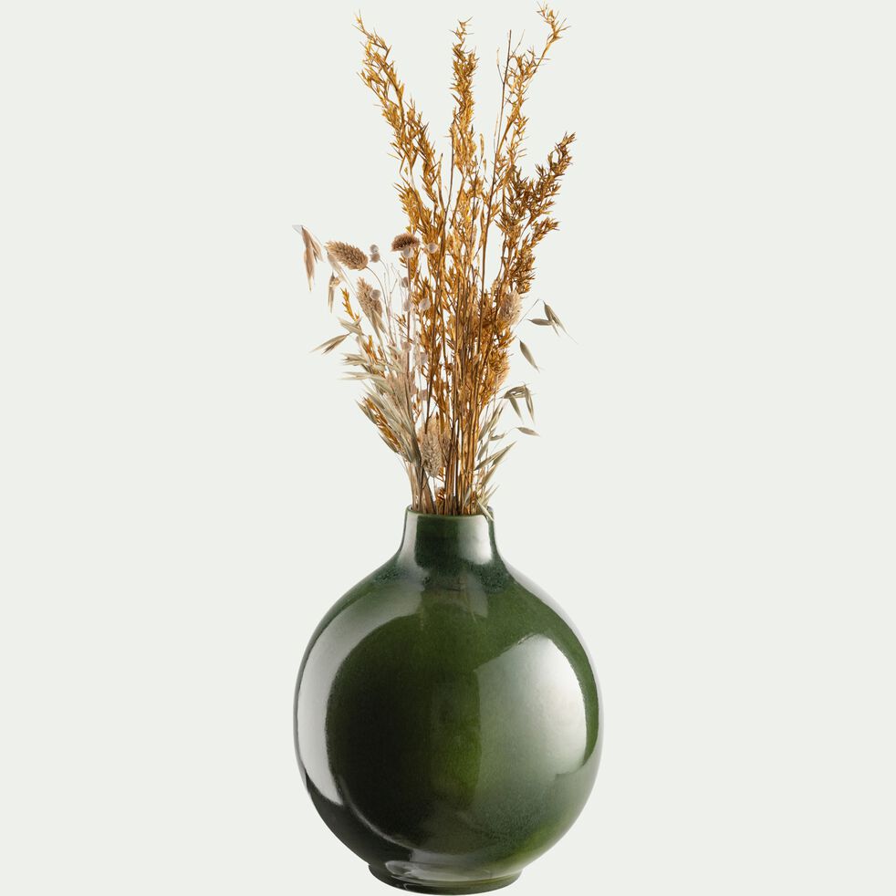 Vase rond en faïence - vert D23xH18cm-HEVOLOUA