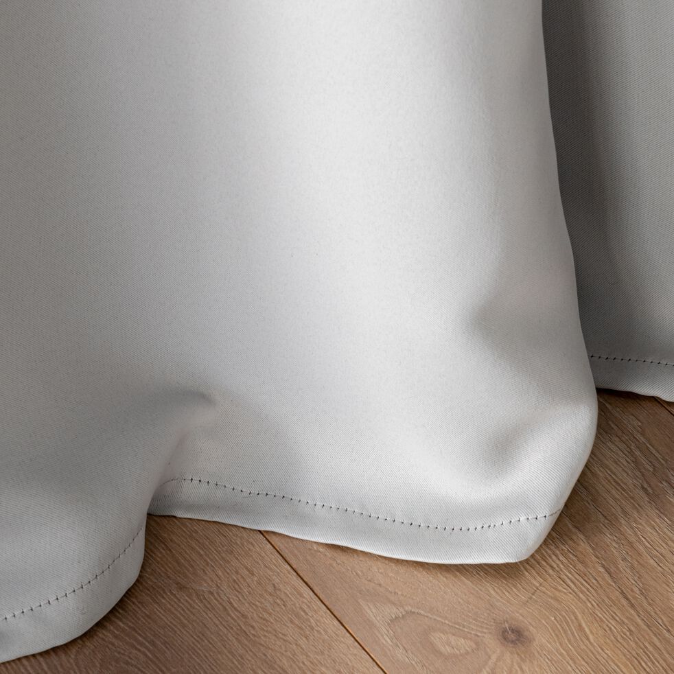 Rideau à œillets en polyester - gris borie 140x250cm-GORDES