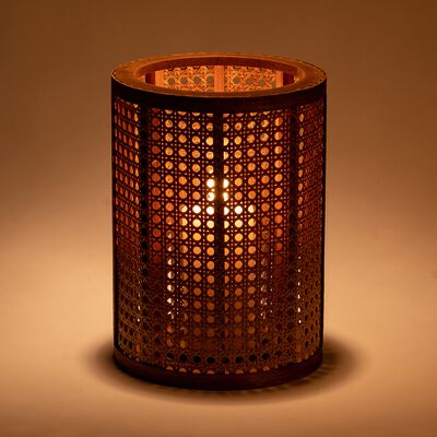 Lanterne cylindrique en bois de pin - naturel H27,5cm-MONA