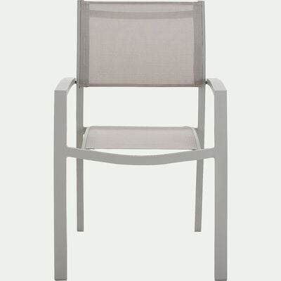 Chaise de jardin empilable avec accoudoirs en textilène - gris vesuve-ELSA