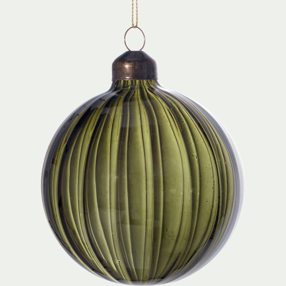 Boule de Noël en verre - vert D8cm-VERLIA