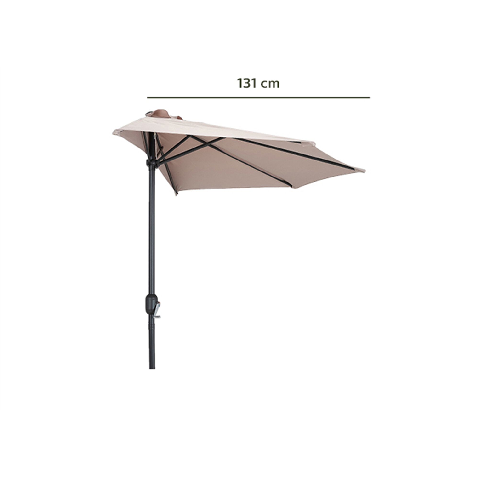 Demi-parasol avec manivelle - beige (grand modèle)-MONGEDO