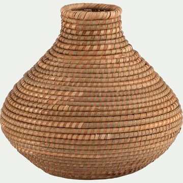 Vase en rotin et herbes marines - naturel H26cm-ALIA