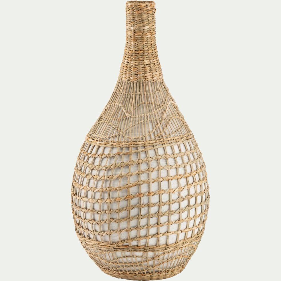Vase tressé en jonc de mer et bambou - naturel D26xH51cm-PLANIA