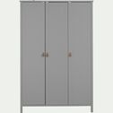 Armoire 3 portes en bois - gris H195cm-DAURIAN