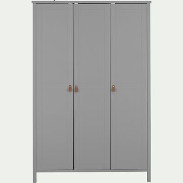 Armoire 3 portes en bois - gris H195cm-DAURIAN