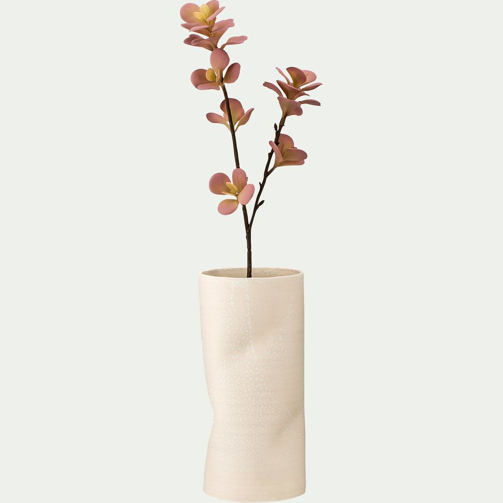 Vase organique en faïence - beige D15,5xH31cm-AWS