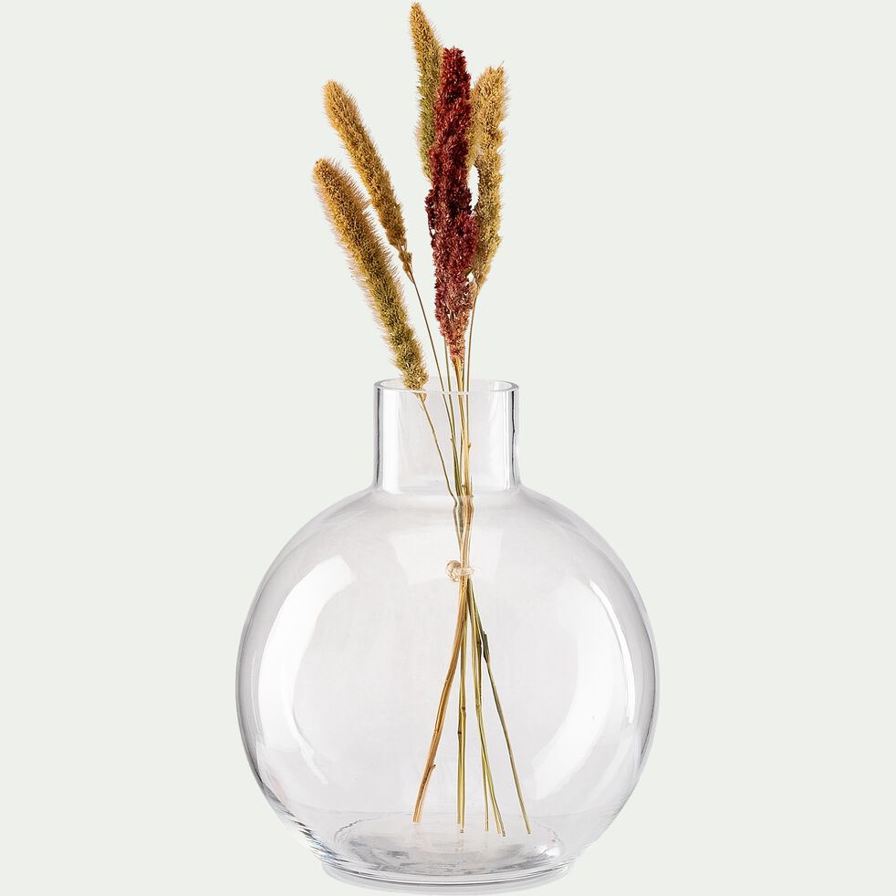 Vase boule fait-main en verre - transparent D21,5xH25cm-PLUMBAGO