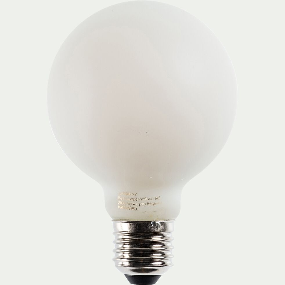 Ampoule filament opalin LED globe culot E27 - blanc D8cm-G80