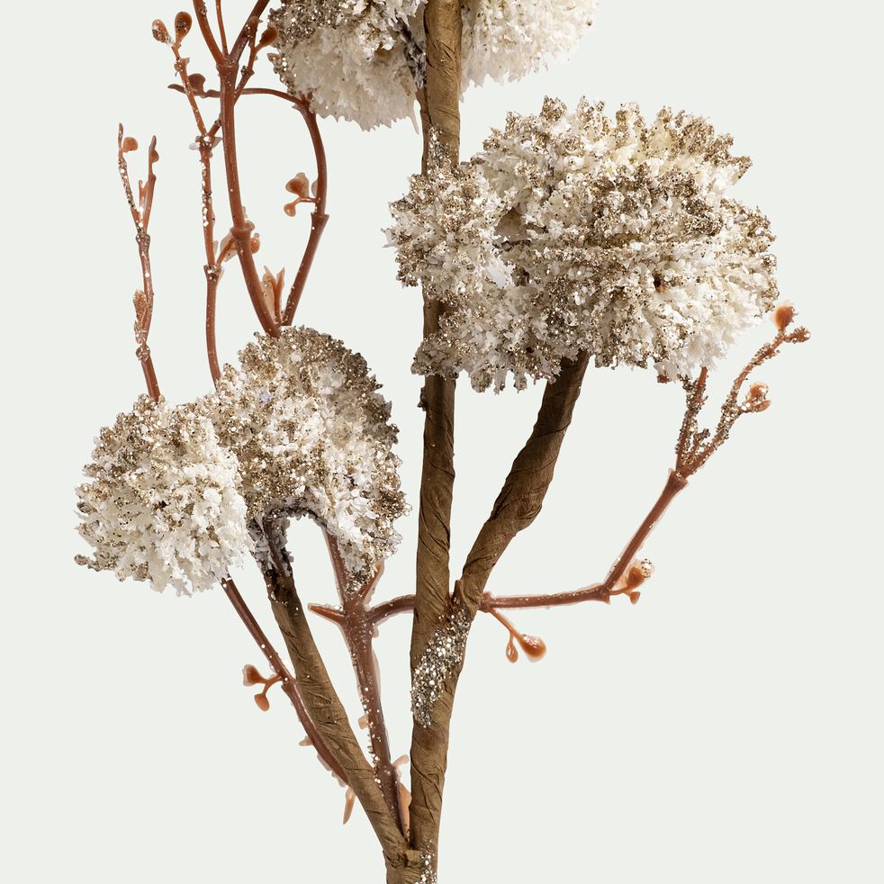 Branche décorative pailletée - blanc h52-VATH