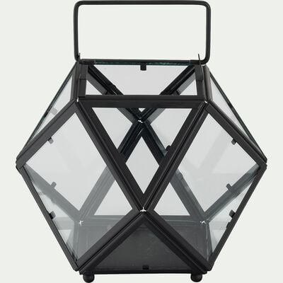 Lanterne graphique en verre - noir D21xH16cm-ALATA