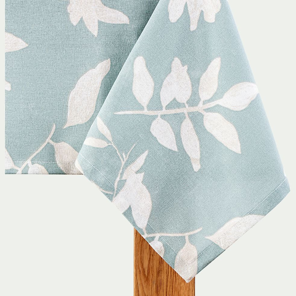 Nappe en coton à motif floral - bleu 170x250cm-MALINI
