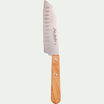 Couteau santoku en inox et bois d'olivier 28cm - naturel-TRADITION
