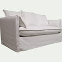 Canapé 4 places fixe en coton et lin - blanc capelan-KALISTO