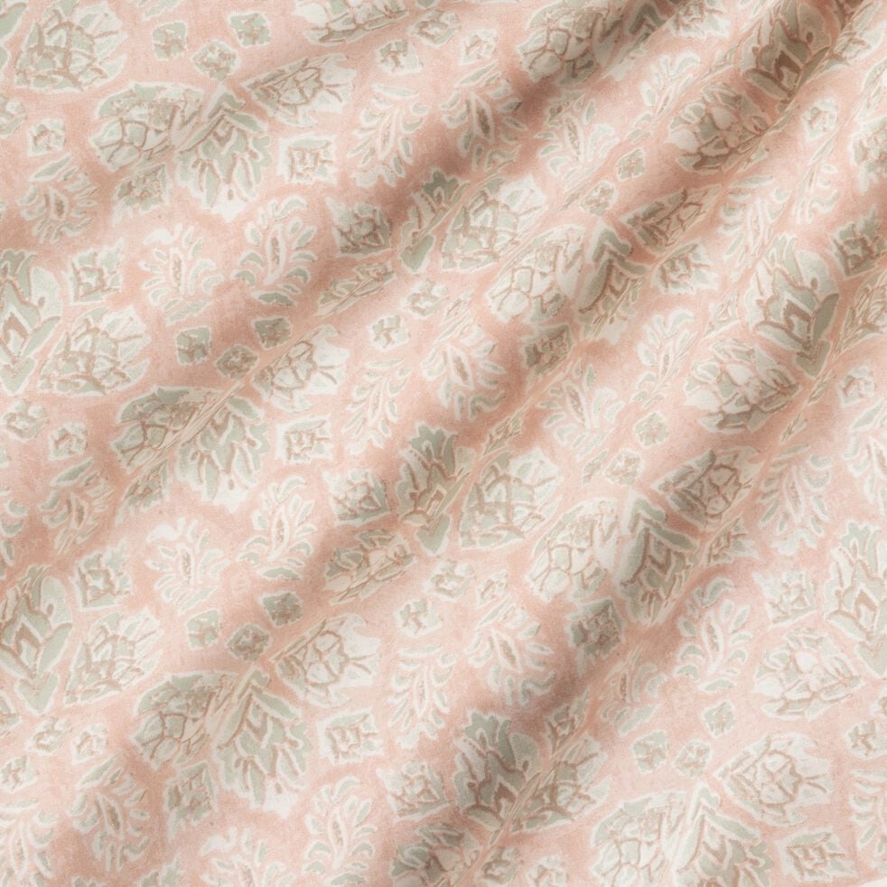 Housse de couette 260x240cm et 2 taies d'oreiller 63x63cm en coton - motifs indien rose-DAMGALI