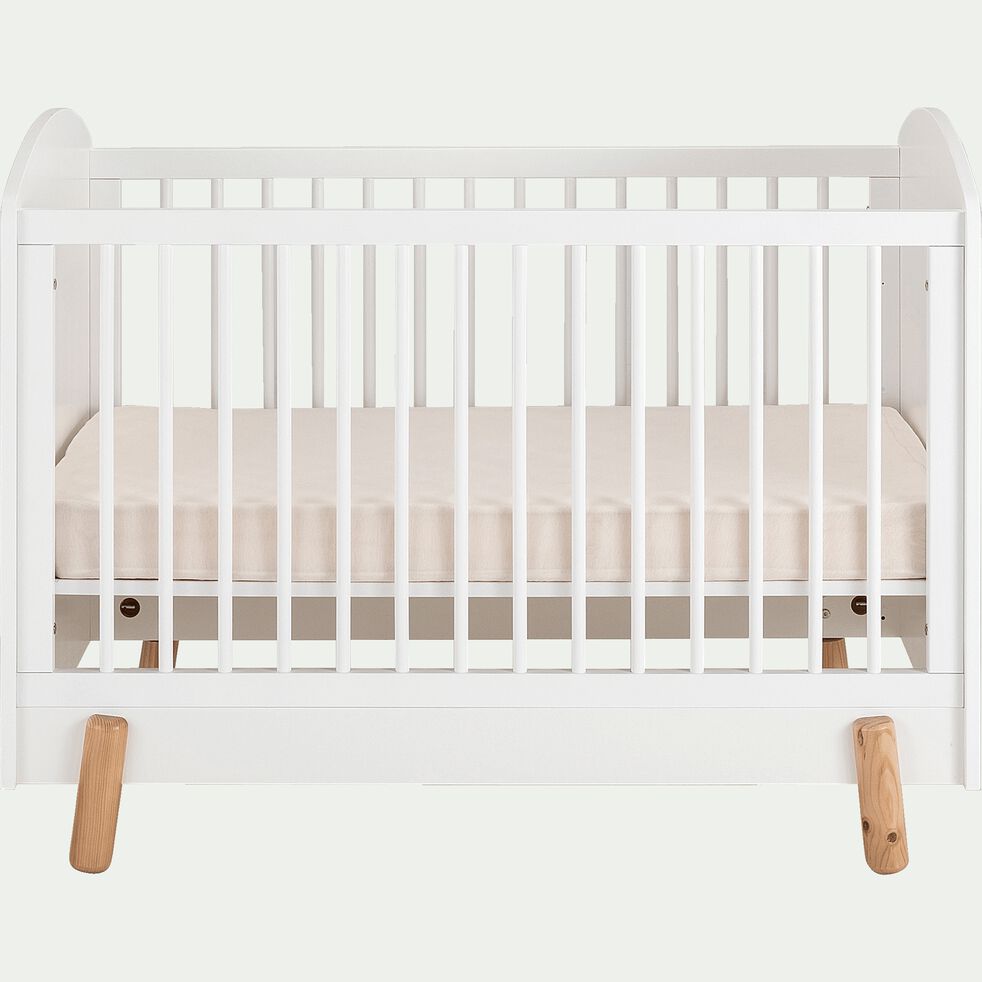 Lit bébé à barreaux en bois - blanc 60x120cm-CANAILLOU
