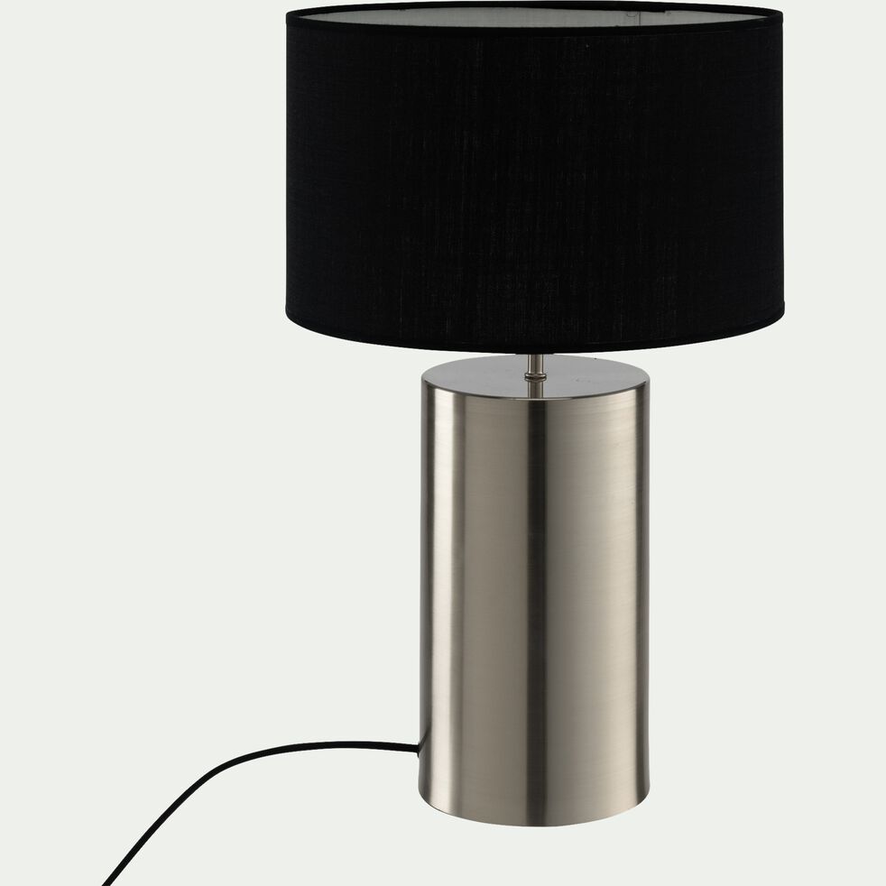 Lampe en acier argenté - noir H36cm-AGATHA
