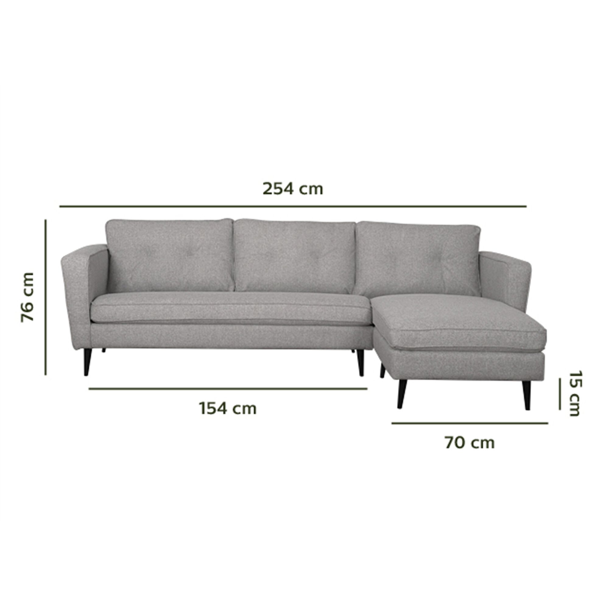 Canapé 4 places d'angle droit fixe en tissu - gris borie-BARTHOLE