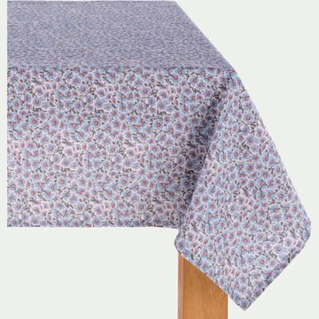 Nappe motif floral en lin et coton 150x250cm - bleu-OCCHIELLO