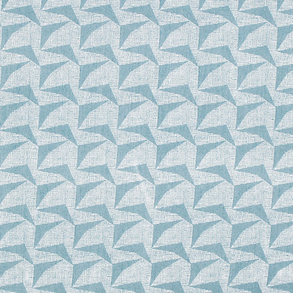 Housse de couette et 2 taies d'oreiller en coton motif géométrique - bleu 260x240cm-BOOMERANG