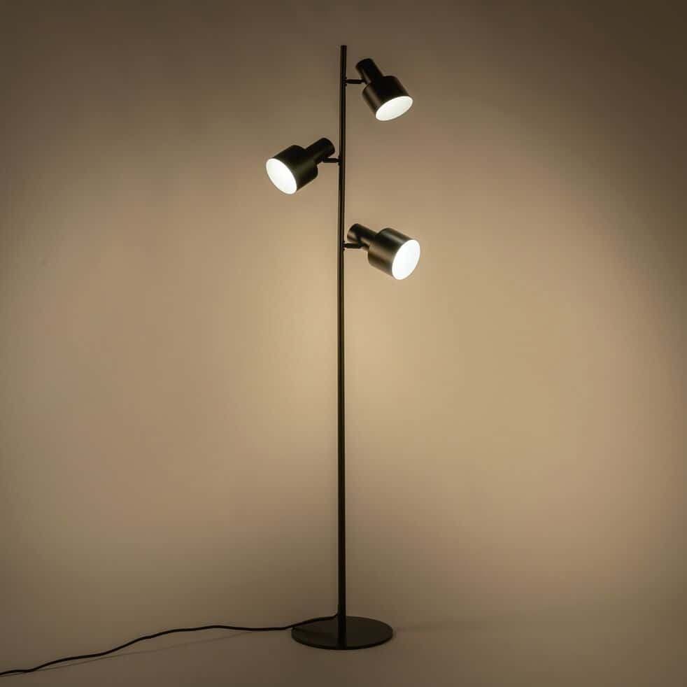 Lampadaire 3 lampes électrifié en acier - noir H160cm - G