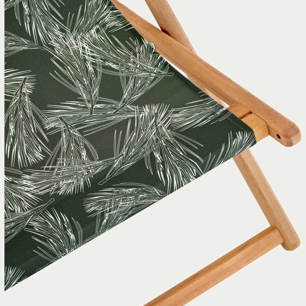 Chilienne de jardin déhoussable en acacia et tissu à motif pin d'alep - vert-UDINA