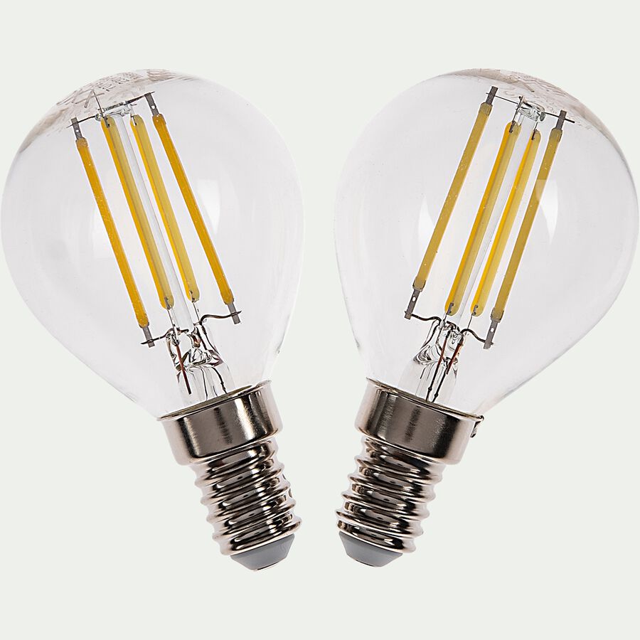 Lot de 2 ampoules LED sphère lumière neutre culot E14 - D4,5cm-STANDARD