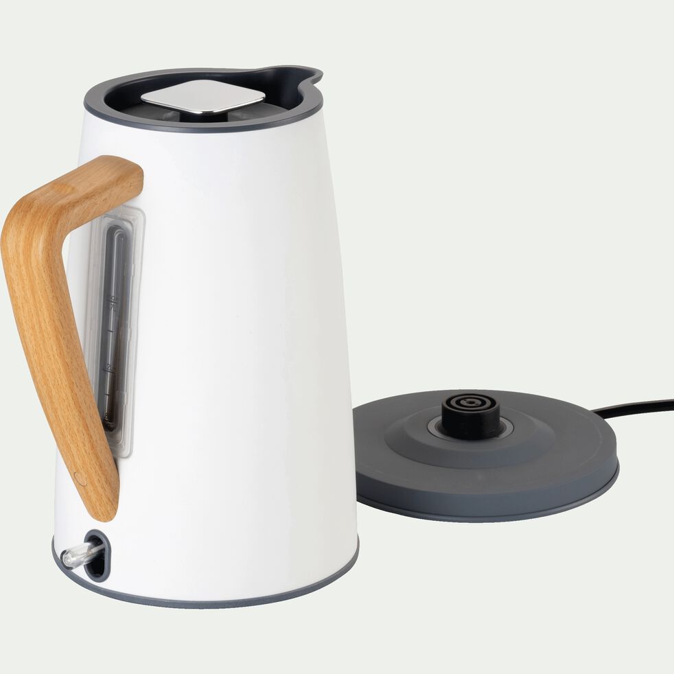 Bouilloire électrique blanc ventoux avec poignée effet bois-CAUFA