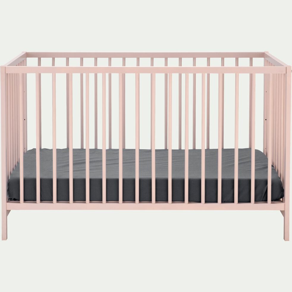 Lit bébé à barreaux en hêtre massif 60x120cm - rose grège-CAMILLE