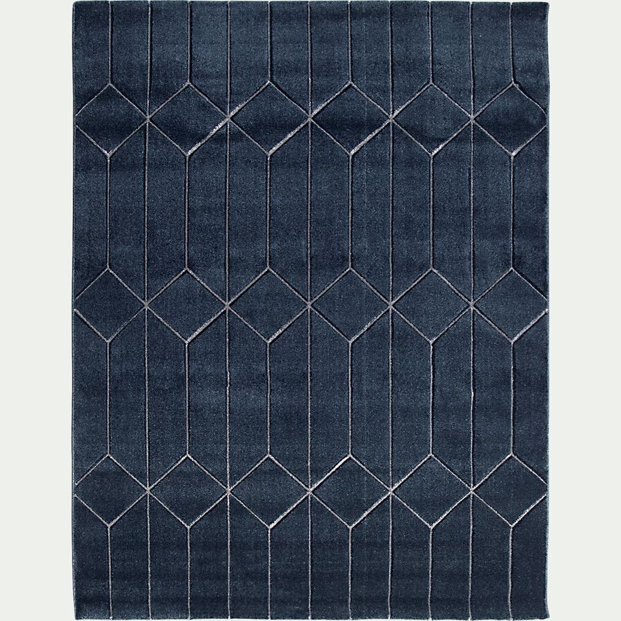 Tapis à motifs géométriques - bleu 160x230cm-ORPHEE