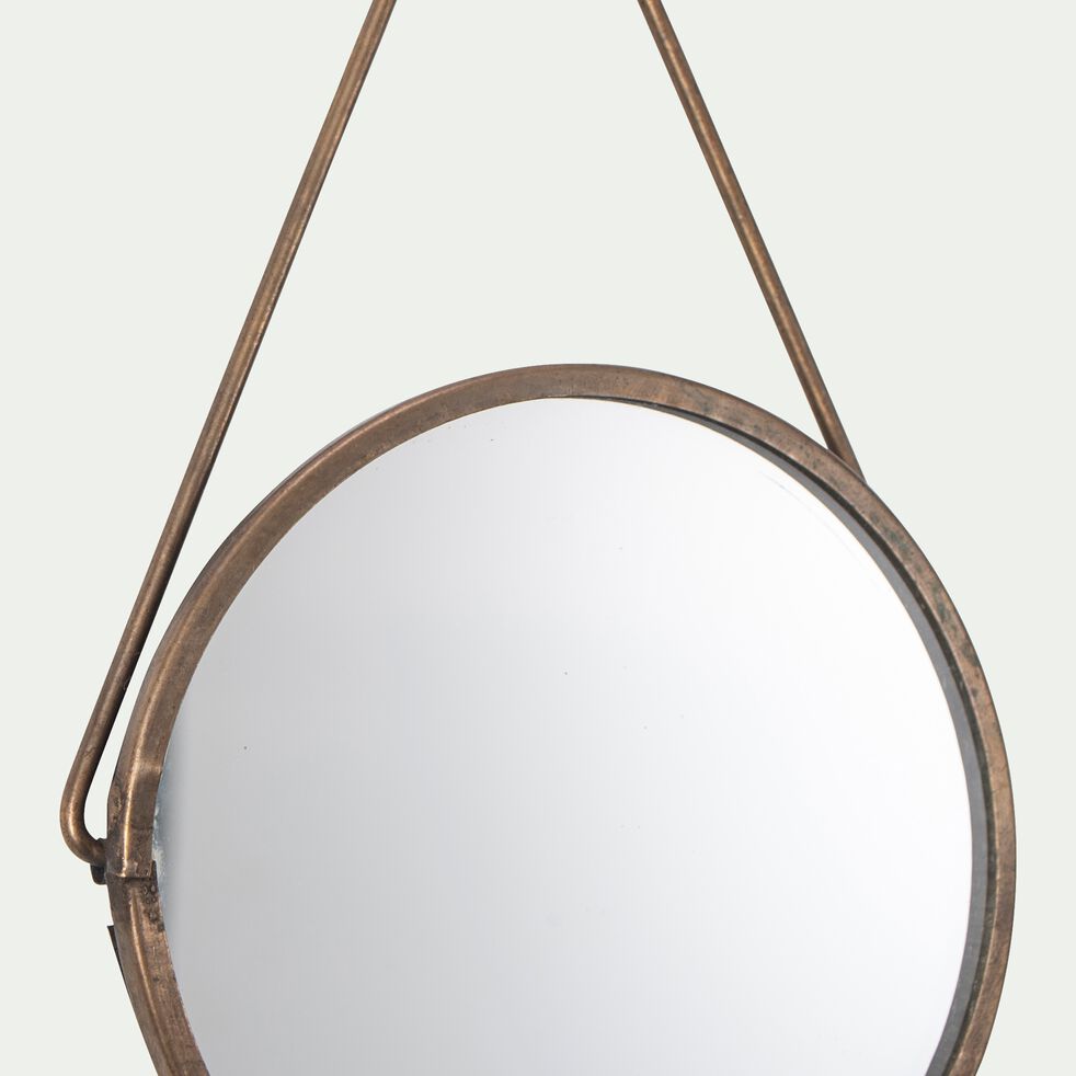 Miroir rond en fer - doré D10xH17,5cm-ALITRAD