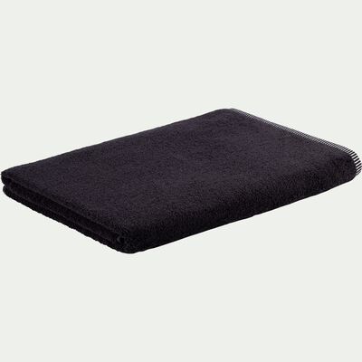 Drap de bain brodé en coton - noir 100x150cm-Romane