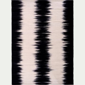 Tapis à motif en laine - noir et blanc 140x200cm-IKAT