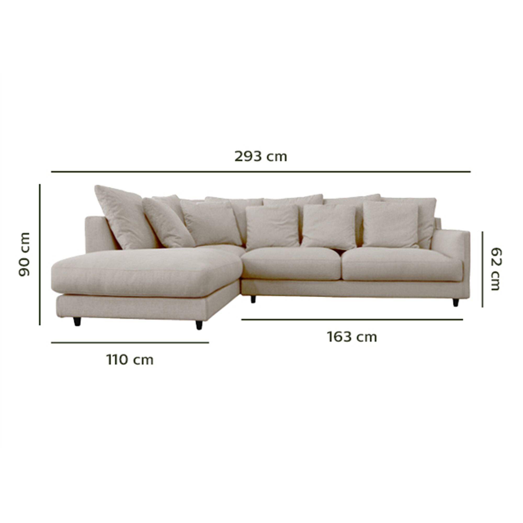 Canapé d'angle gauche fixe en tissu joint - gris borie-LENITA