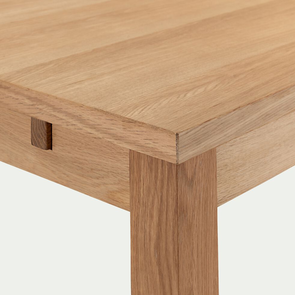 Table de repas rectangulaire plaquée chêne avec 2 allonges - naturel-LOMI