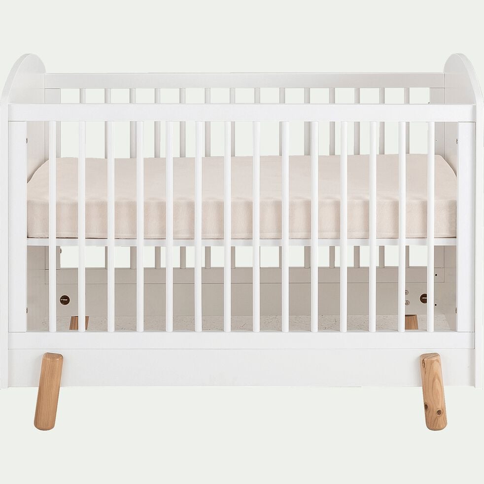Lit bébé à barreaux en bois - blanc 60x120cm-CANAILLOU
