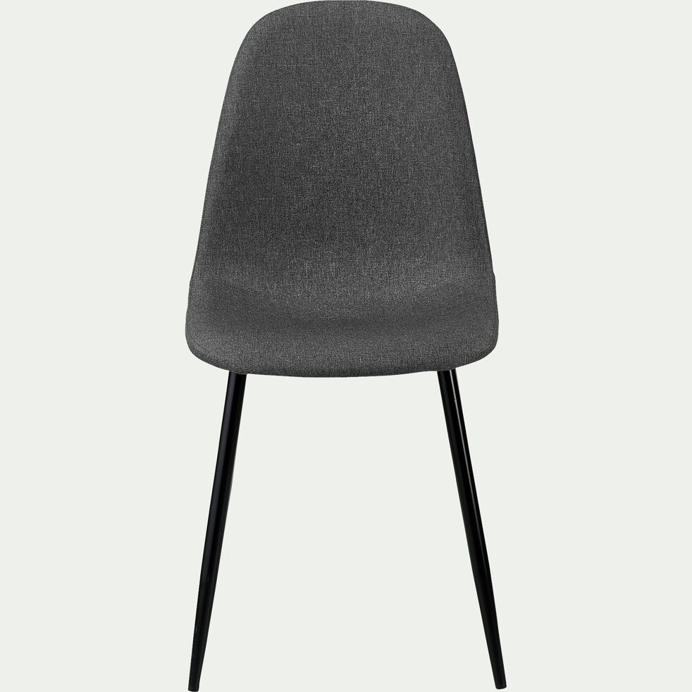 Chaise en acier et tissu avec piètement noir -  gris ardoise-LOANA