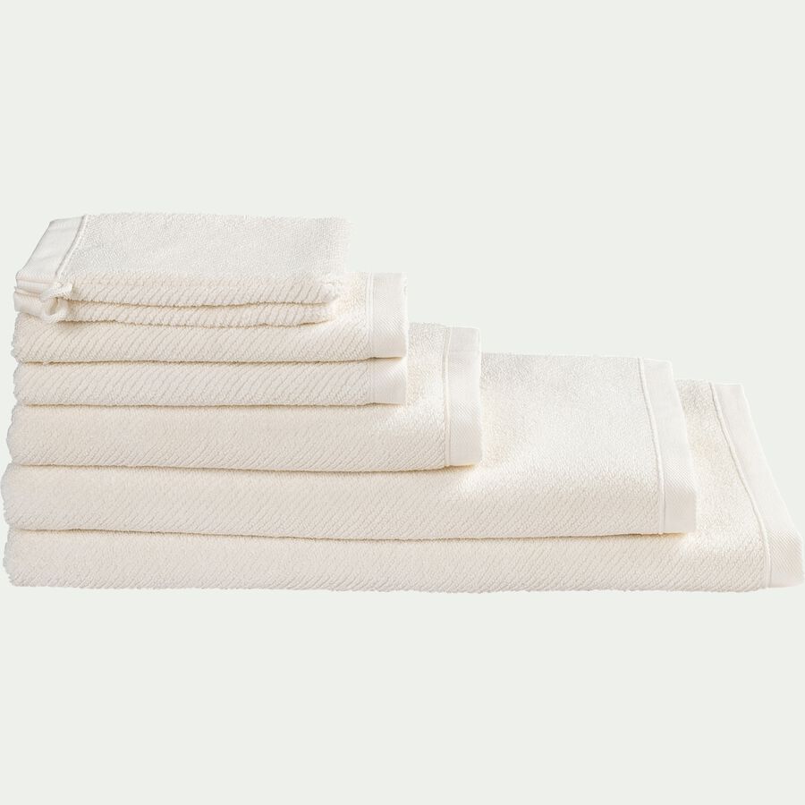 Lot de 2 gants de toilette en bouclette de coton bio - blanc ventoux 16x21cm-Coline