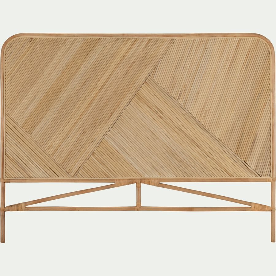 Tête de lit rectangulaire en rotin - bois clair 130x170-MARIETTA