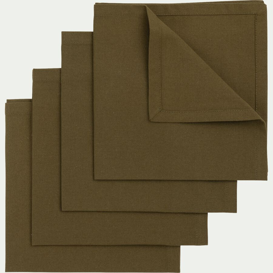 Lot de 4 serviettes en coton vert garrigue 41x41cm-MADHU