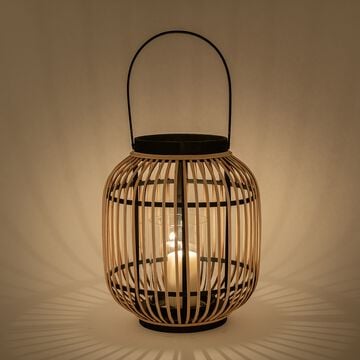 Lanterne en fer et bambou - naturel H36,5cm-LAIZA