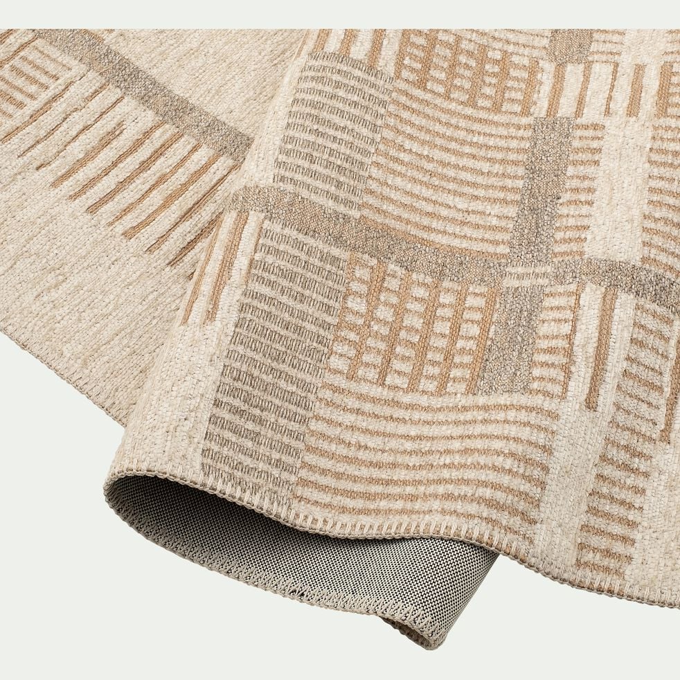 Tapis à motifs linéaires en tissu recyclé 120x170cm - beige-HOMERE