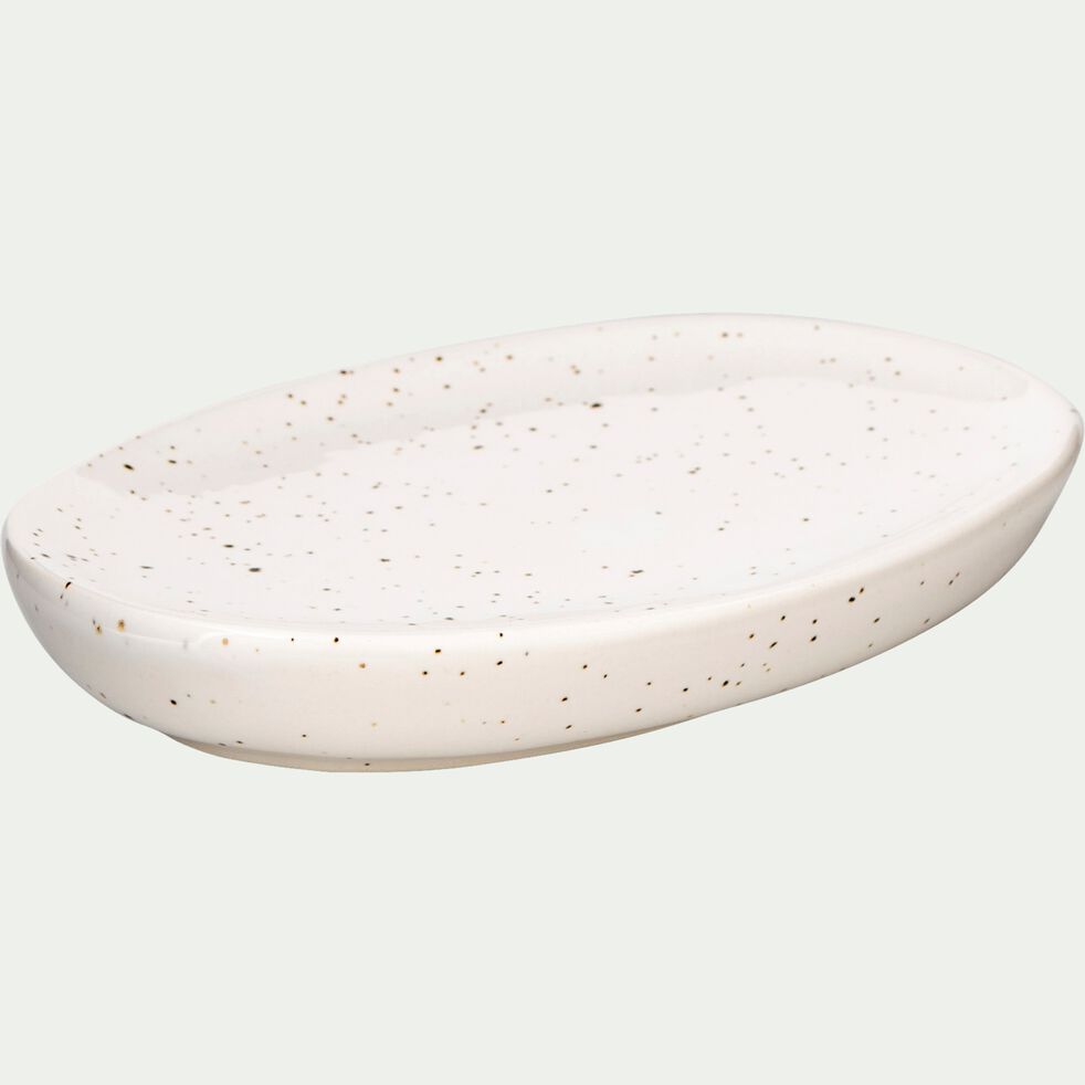 Porte savon en céramique mouchetée - blanc ventoux-NEOULES