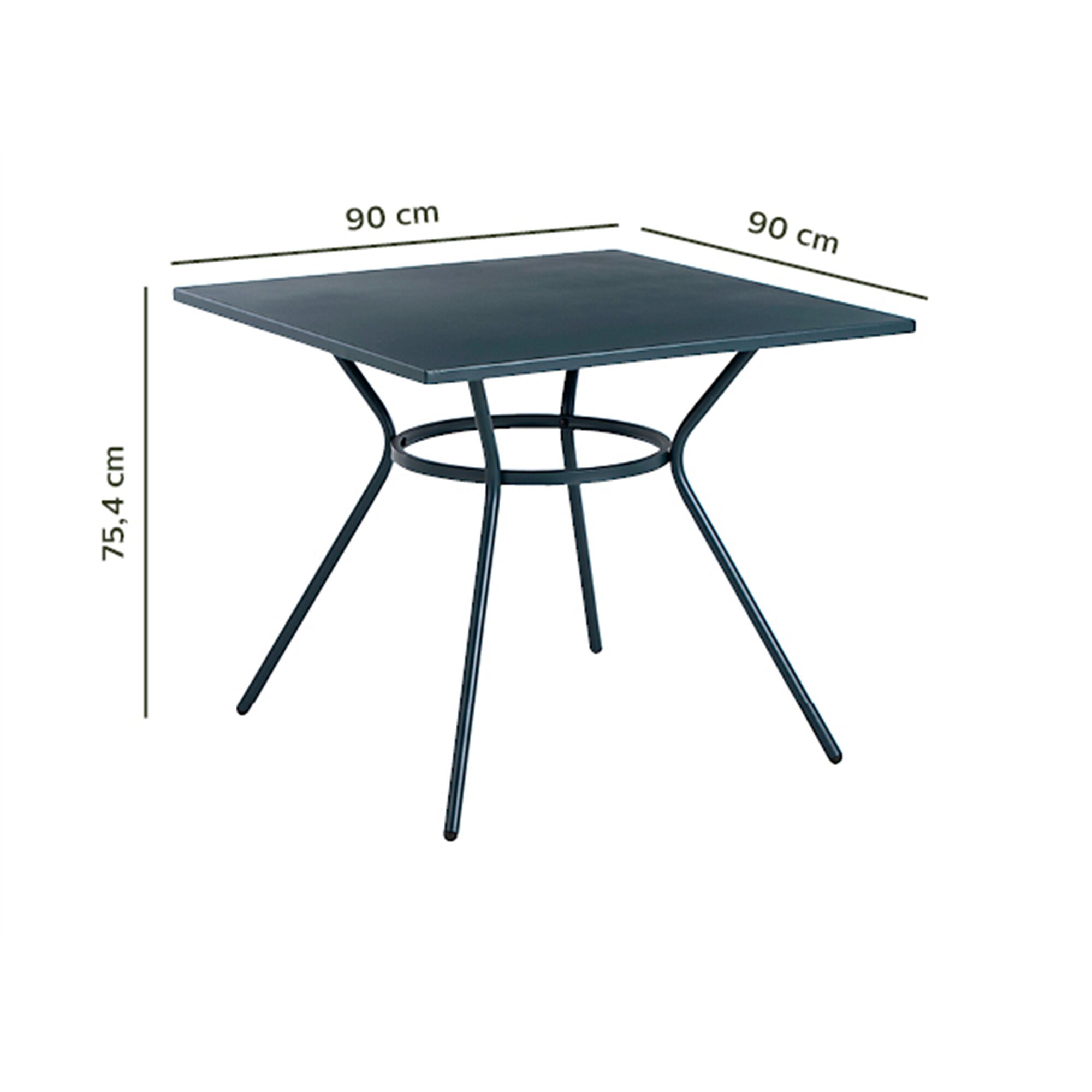 Table de jardin carrée en acier - bleu figuerolles (2 à 4 places)-STRACCIA